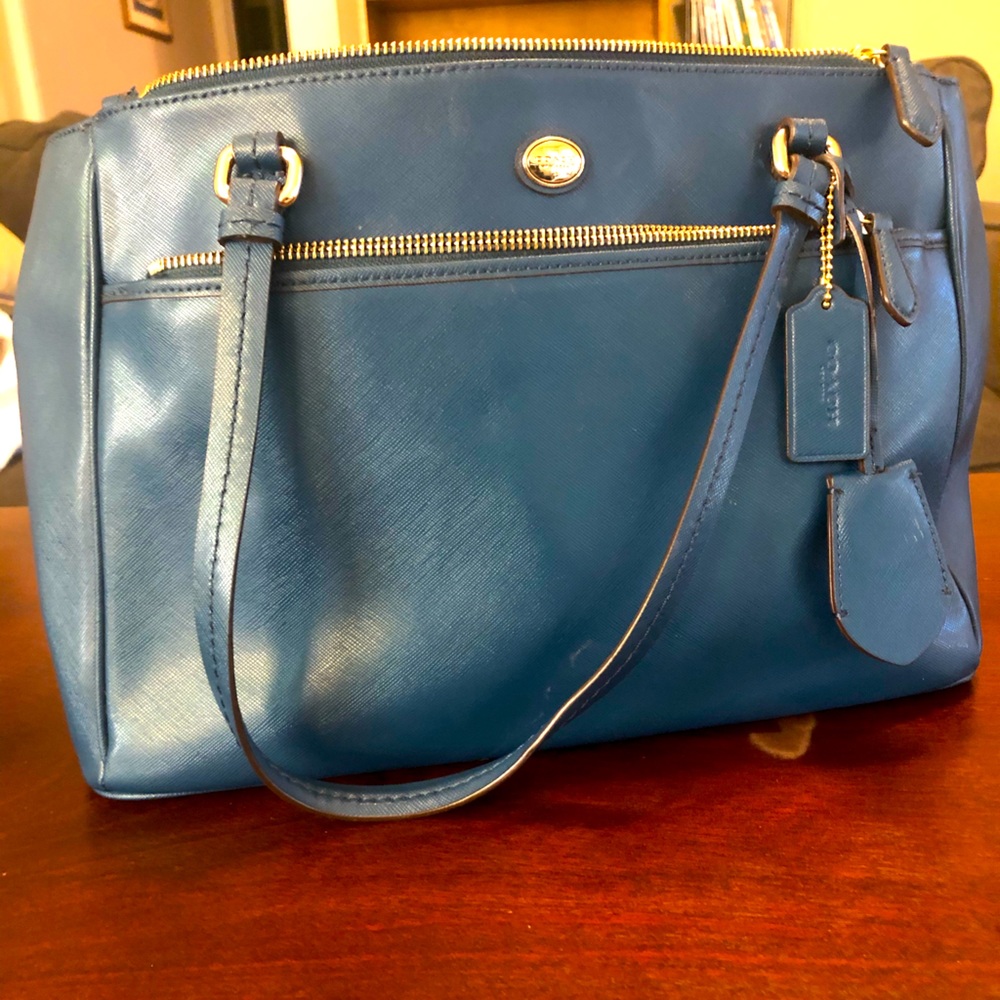 Coach purse in dark teal, gold hardware- EUC